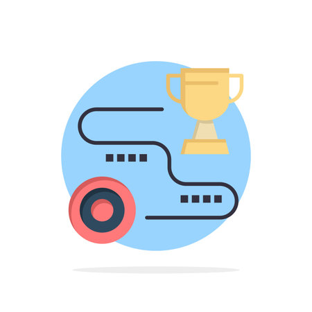 Achievement, Target, Success, Path, Win Abstract Circle Background Flat color Iconのイラスト素材