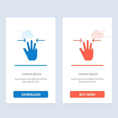 Gestures, Hand, Mobile, Three Fingers  Blue and Red Download and Buy Now web Widget Card Templateのイラスト素材