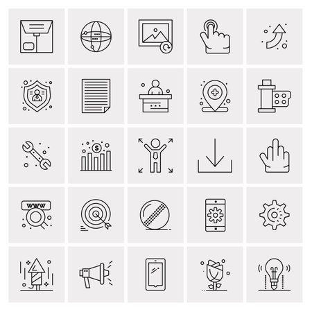25 Universal Business Icons Vector. Creative Icon Illustration to use in web and Mobile Related project.のイラスト素材