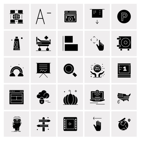 25 Universal Business Icons Vector. Creative Icon Illustration to use in web and Mobile Related project.のイラスト素材