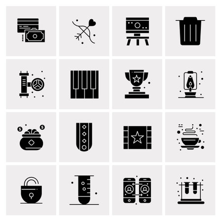 16 Universal Business Icons Vector. Creative Icon Illustration to use in web and Mobile Related project.のイラスト素材