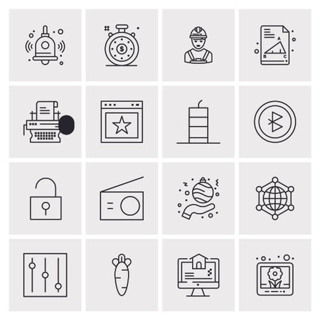 16 Universal Business Icons Vector. Creative Icon Illustration to use in web and Mobile Related project.のイラスト素材
