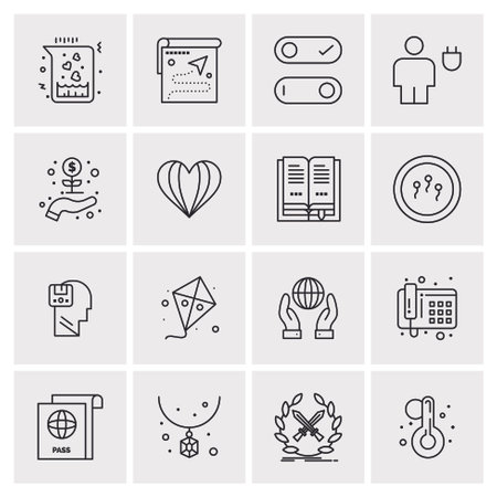 16 Universal Business Icons Vector. Creative Icon Illustration to use in web and Mobile Related project.のイラスト素材