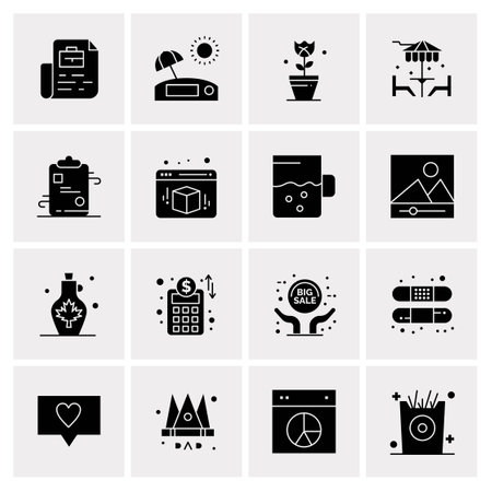 16 Universal Business Icons Vector. Creative Icon Illustration to use in web and Mobile Related project.のイラスト素材