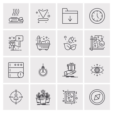 16 Universal Business Icons Vector. Creative Icon Illustration to use in web and Mobile Related project.のイラスト素材