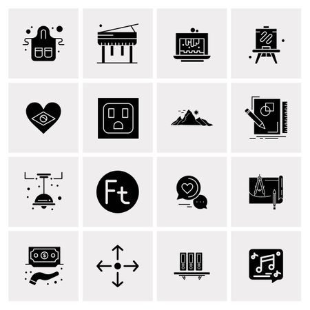 16 Universal Business Icons Vector. Creative Icon Illustration to use in web and Mobile Related project.のイラスト素材