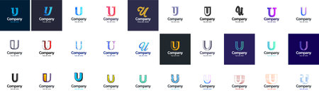 U Company Name Logo Collection. 30 BusinessCompany Name Logo Collection for financial company or Design agency. Vector Brand Illustrationのイラスト素材