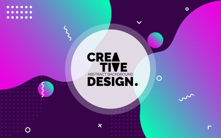 Colorful Creative template banner with gradient color. Design with liquid shapeのイラスト素材