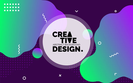 Colorful Creative template banner with gradient color. Design with liquid shapeのイラスト素材