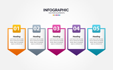 Vertical Infographic business colorful template banner design 5 options background style you can used for marketing process workflow presentation development plan Vector Illustrationのイラスト素材