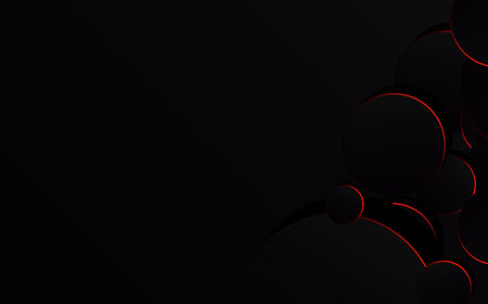 Abstract Red Circle on black background technology Vector Illustrationのイラスト素材