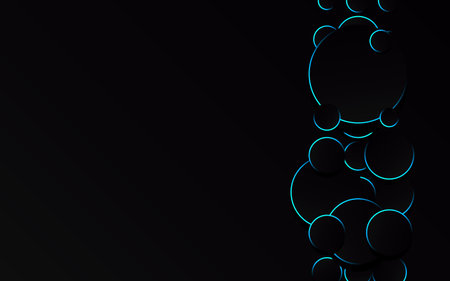 Abstract Blue Circle on black background technology Vector Illustrationのイラスト素材