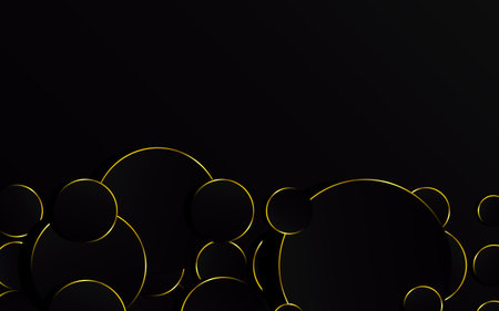 Abstract Gold Circle on black background technology Vector Illustrationのイラスト素材