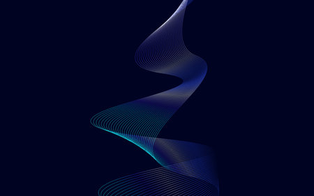 Wave with shadow. Abstract Blue Gradient lines on a background Vector Illustrationのイラスト素材