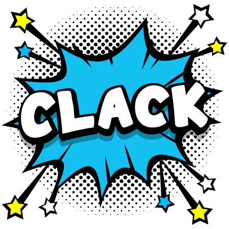 clack Pop art comic speech bubbles book sound effects Vector Illustrationのイラスト素材