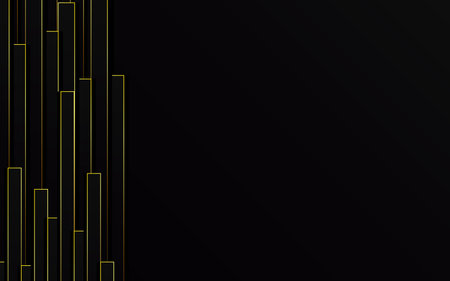 Abstract Gold light Lines Pipe speed zoom on black background technology Vector Illustrationのイラスト素材