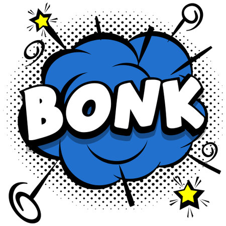 bonk Comic bright template with speech bubbles on colorful frames Vector Illustrationのイラスト素材