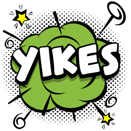 yikes Comic bright template with speech bubbles on colorful frames Vector Illustrationのイラスト素材