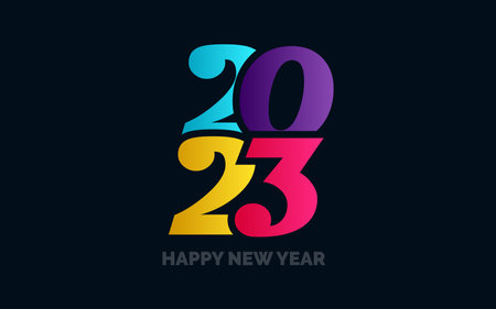 Happy New Year 2023 text design. Cover of business diary for 2023 with wishes. Brochure design template. card. bannerのイラスト素材