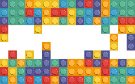 Perfect seamless pattern plastic parts. Bright kids Building brickのイラスト素材