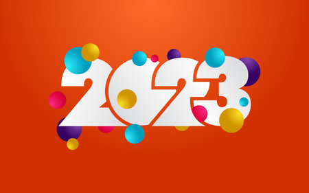 Happy New Year 2023 text design. Cover of business diary for 2023 with wishes. Brochure design...