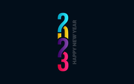 Happy New Year 2023 text design. Cover of business diary for 2023 with wishes. Brochure design template. card. bannerのイラスト素材