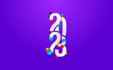 2025 Happy New Year symbols. New 2023 Year typography design. 2023 numbers logotype illustrationのイラスト素材