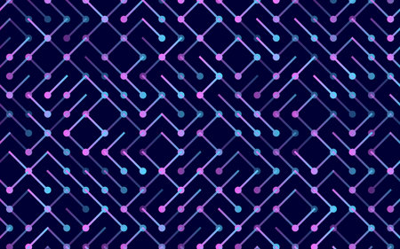 Technology Vector seamless pattern Banner. Geometric striped ornament. Monochrome linear backgroundのイラスト素材