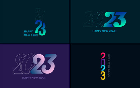 Happy New Year 2023 text design. Cover of business diary for 2023 with wishes. Brochure design template. card. bannerのイラスト素材