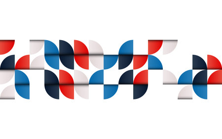 Mid-century geometric abstract pattern with simple shapes and beautiful color palette. Simple geometric pattern compositionのイラスト素材