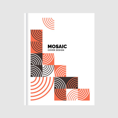 Colorful geometric Mosaic Book Cover Design. Vector Illustrationのイラスト素材