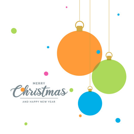 Flat merry christmas decorative Ball elements hanging backgroundのイラスト素材