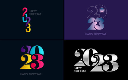 Big Set of 2023 Happy New Year logo text design. 2023 number design template. Collection of 2023 Happy New Year symbolsのイラスト素材