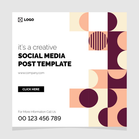 Modern social media post template. Editable vector illustration in flat styleのイラスト素材
