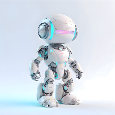 Robot with web camera. 3D rendering. White background.の素材