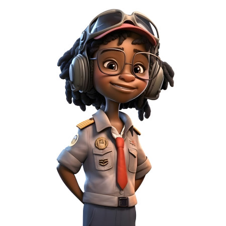 African american female police officer with headset isolated on a white backgroundの素材