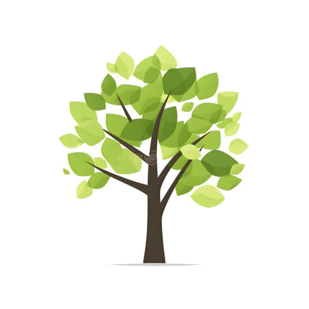 Tree with green leaves isolated on white background. Vector Illustration.の素材