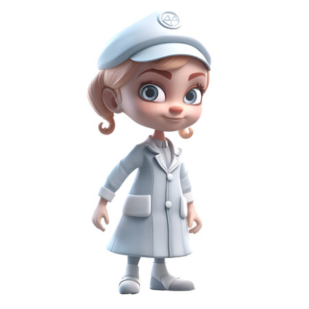 Cartoon character of a nurse on a white background. 3d renderingの素材