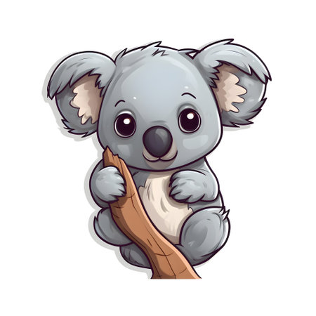 Cute cartoon koala bear with a log. Vector illustration.の素材