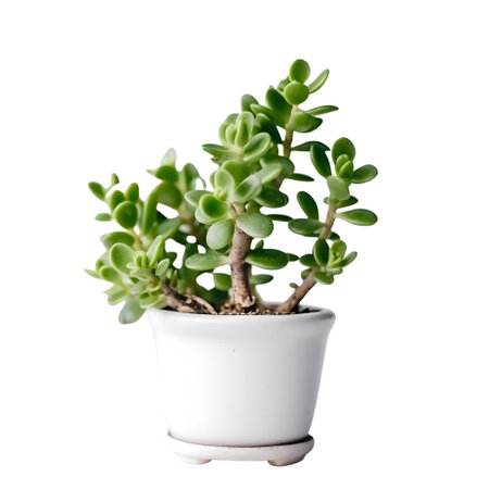 Succulent plant in a white pot isolated on a white backgroundの素材