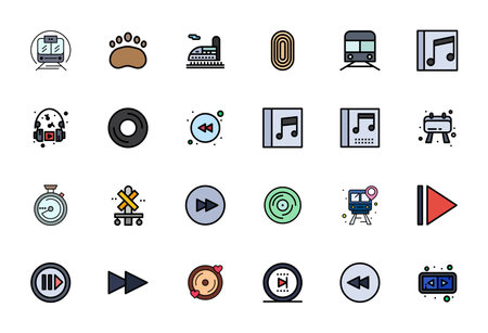 A dynamic set of 24 vector icons in Line Filled, tailored for Track with High Resolution Editable quality suited for digital products.のイラスト素材
