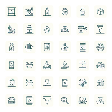 Unlock 36 Regular Bold Outline Grid Fitted vector icons inspired by Oil, optimized in 256x256 format for flawless display across all devices.のイラスト素材
