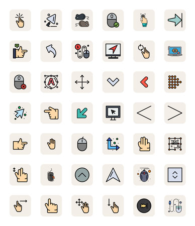 Premium collection of 42 LineFilled vector icons for Cursor, meticulously crafted in 256x256 Pixel Optimized resolution for superior visual impact.のイラスト素材