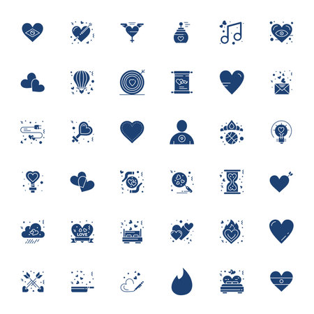 Exceptional collection of 36 Filled vector icons for Passion, delivered in 256x256 PIXEL Perfect resolution for unparalleled visual excellence and usability.のイラスト素材