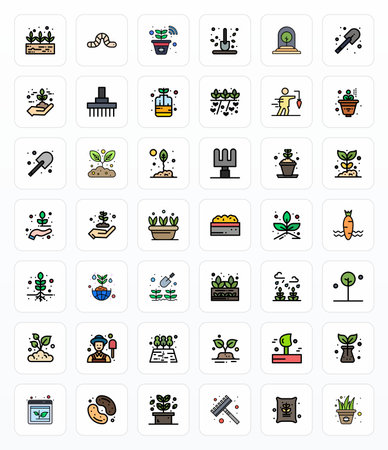 Professionally designed 42 vector icons in Filled Line, capturing the essence of Soil with 128x128 Grid Fitted precision for UI design.のイラスト素材
