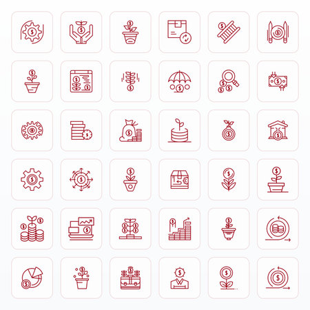 Comprehensive toolkit of 36 vector icons themed around Returns, developed in Bold Line with 64x64 PIXEL Perfect precision for versatile design applications.のイラスト素材