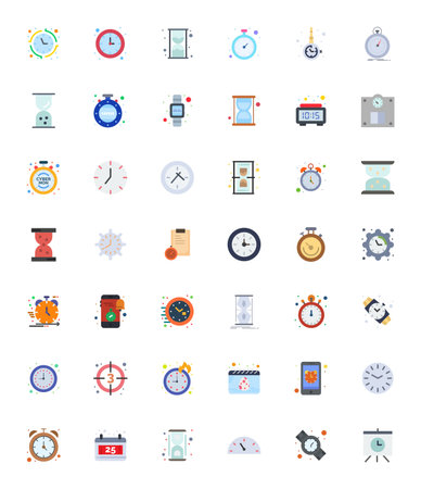 This set of 42 Flat vector icons captures Countdown themes in 128x128 Detail Enhanced quality, perfect for tech and business applications.のイラスト素材