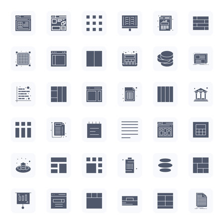 Intelligently designed 36 Display Perfect vector icons inspired by Columns, created in Filled format at Retina Ready for smart and efficient design workflows.のイラスト素材