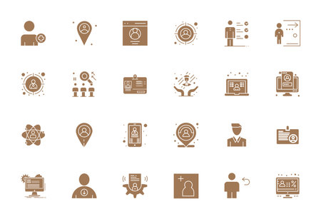 Explore 24 Filled Editable vector icons in 256x256 resolution inspired by User Profile. Perfect for web and app interfaces.のイラスト素材