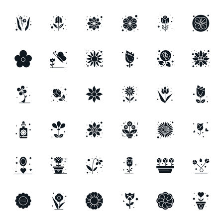 Strategic bundle featuring 36 vector icons representing Petal in Filled format, optimized with Retina Ready Grid Fitted quality for professional workflows.のイラスト素材
